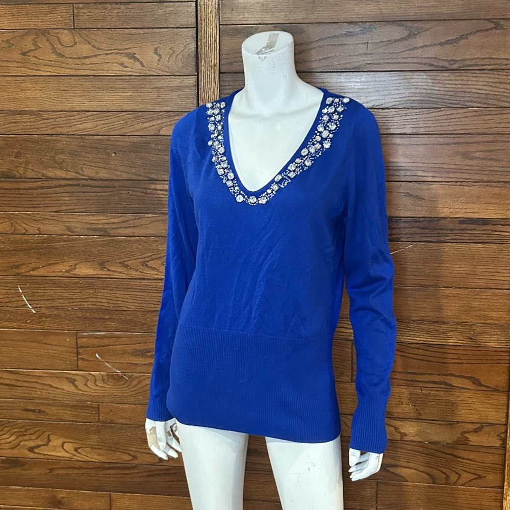 Boston Proper Royal Blue Sweater with Embellished Details